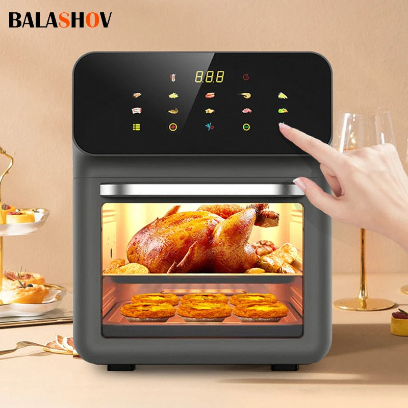 10L Smart Air Fryer Oven – Large Capacity Oil-Free Cooker with 360° Hot Air Circulation, Touch Control, and Transparent Window