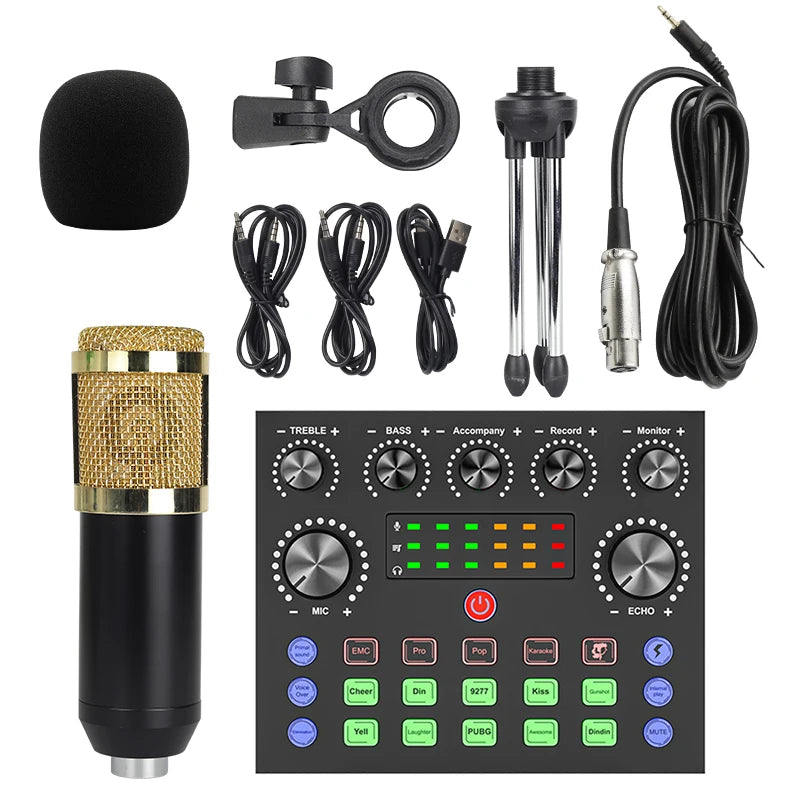 Professional Podcast & Studio Kit – Condenser Microphone BM800 + Audio Interface + Boom Arm + Accessories