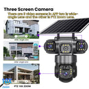 4G Solar Security Camera – Triple Lens, 10X Zoom, PIR Human Detection, Waterproof Night Vision CCTV