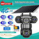 4G Solar Security Camera – Triple Lens, 10X Zoom, PIR Human Detection, Waterproof Night Vision CCTV