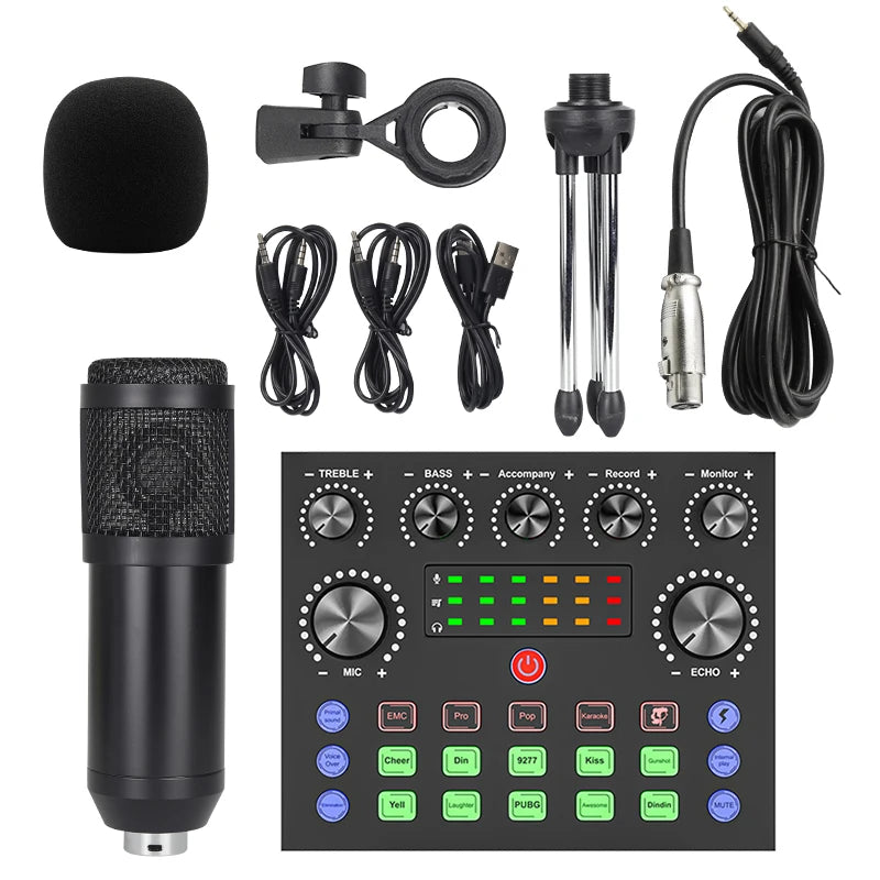 Professional Podcast & Studio Kit – Condenser Microphone BM800 + Audio Interface + Boom Arm + Accessories