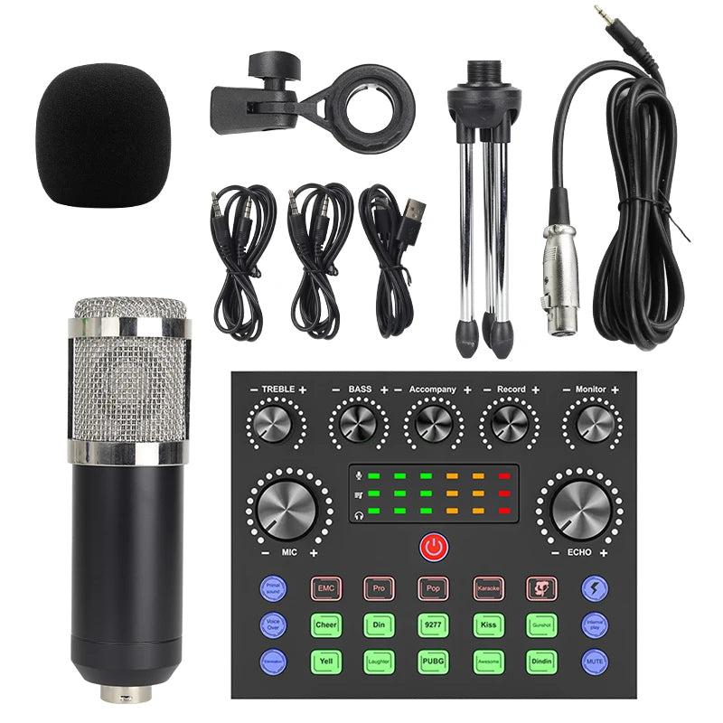 Professional Podcast & Studio Kit – Condenser Microphone BM800 + Audio Interface + Boom Arm + Accessories