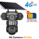 4G Solar Security Camera – Triple Lens, 10X Zoom, PIR Human Detection, Waterproof Night Vision CCTV