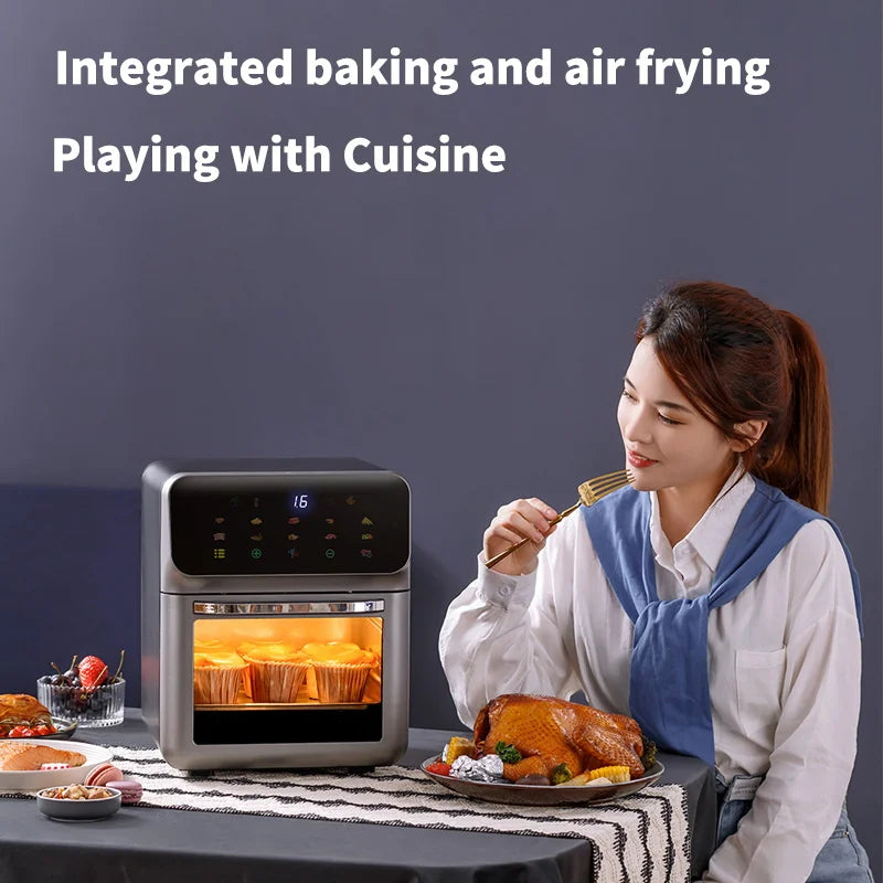 10L Smart Air Fryer Oven – Large Capacity Oil-Free Cooker with 360° Hot Air Circulation, Touch Control, and Transparent Window