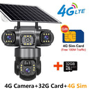 4G Solar Security Camera – Triple Lens, 10X Zoom, PIR Human Detection, Waterproof Night Vision CCTV