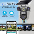 4G Solar Security Camera – Triple Lens, 10X Zoom, PIR Human Detection, Waterproof Night Vision CCTV