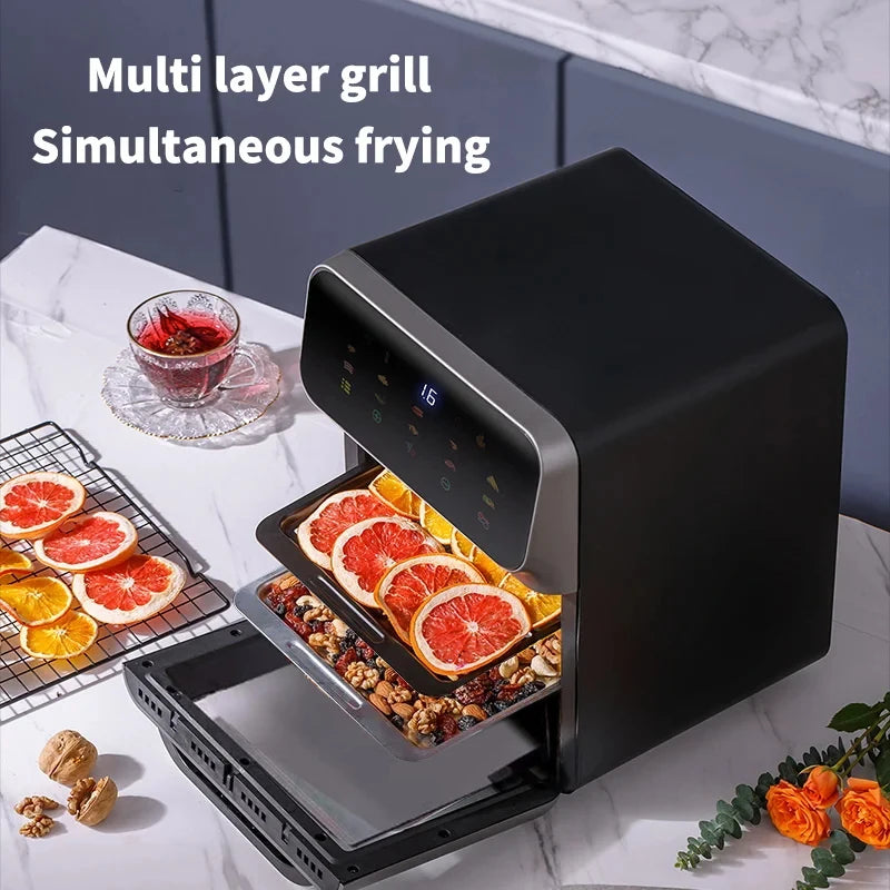 10L Smart Air Fryer Oven – Large Capacity Oil-Free Cooker with 360° Hot Air Circulation, Touch Control, and Transparent Window