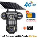 4G Solar Security Camera – Triple Lens, 10X Zoom, PIR Human Detection, Waterproof Night Vision CCTV