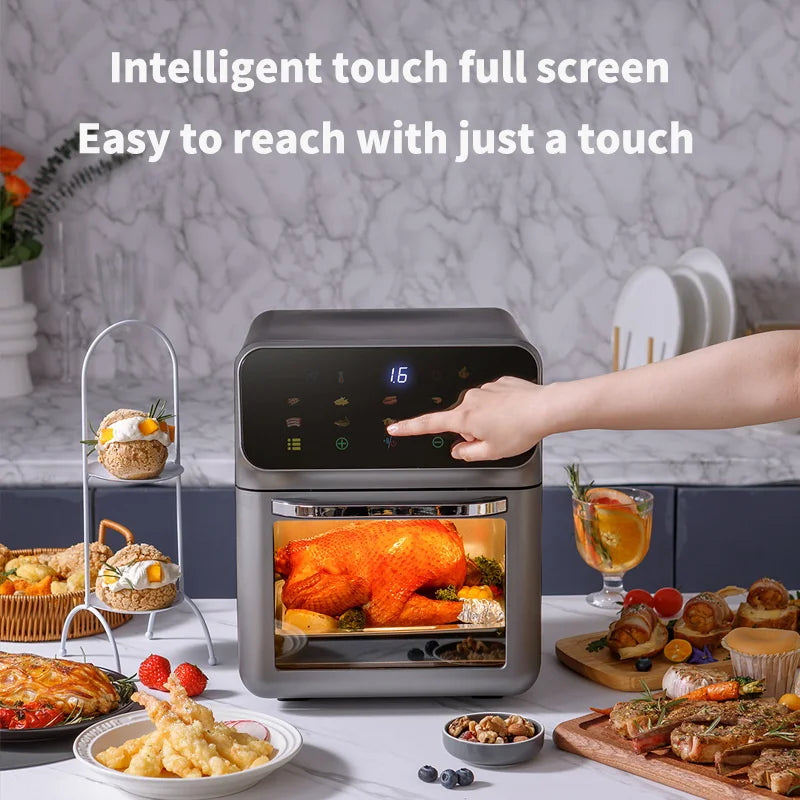 10L Smart Air Fryer Oven – Large Capacity Oil-Free Cooker with 360° Hot Air Circulation, Touch Control, and Transparent Window