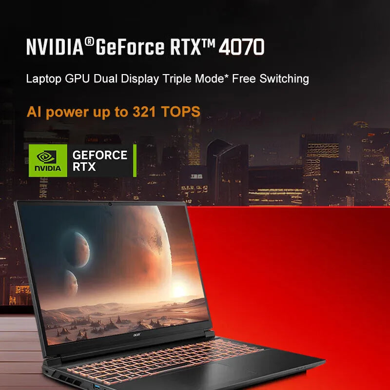 Acer Nitro Gaming Laptop 16 Inch 2.5K 240Hz IPS Screen Netbook i7-14650HX 32GB 1TB RTX4060 Gaming Notebook Computer PC
